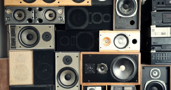 A variety of choices of speaker enclosures of different types and materials.